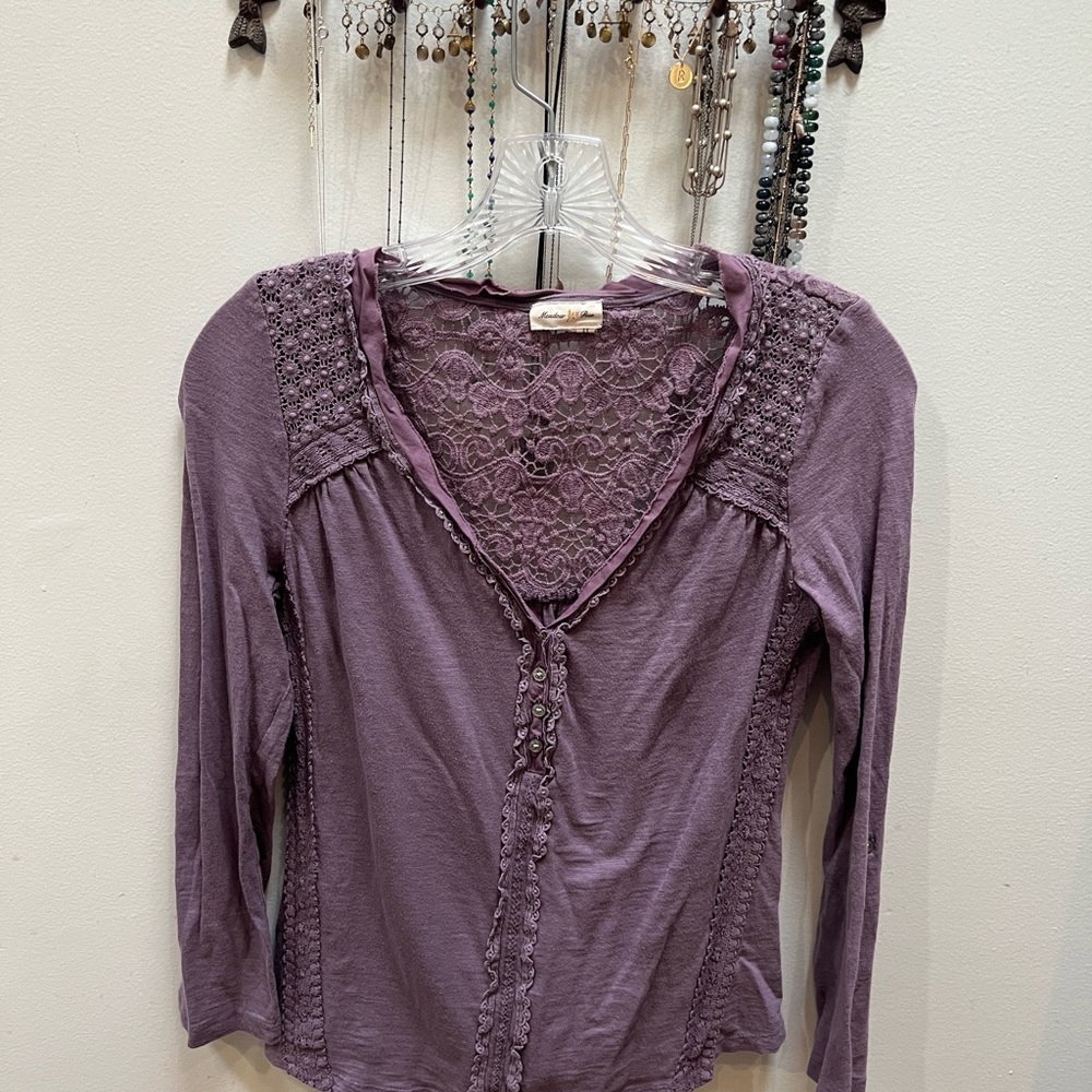 Purple Lace Detail Women's Top